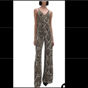 Norma Kamali Snakeskin print slip jumpsuit SZ XS